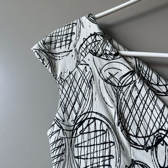 Pamela Milano Dress Women XS Geometric Beige Black Fit & Flare Made in Italy EUC - Picture 6 of 14